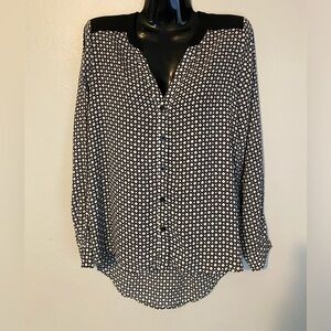Black and white long sleeve checkered button-down blouse. Size small, Forever 21